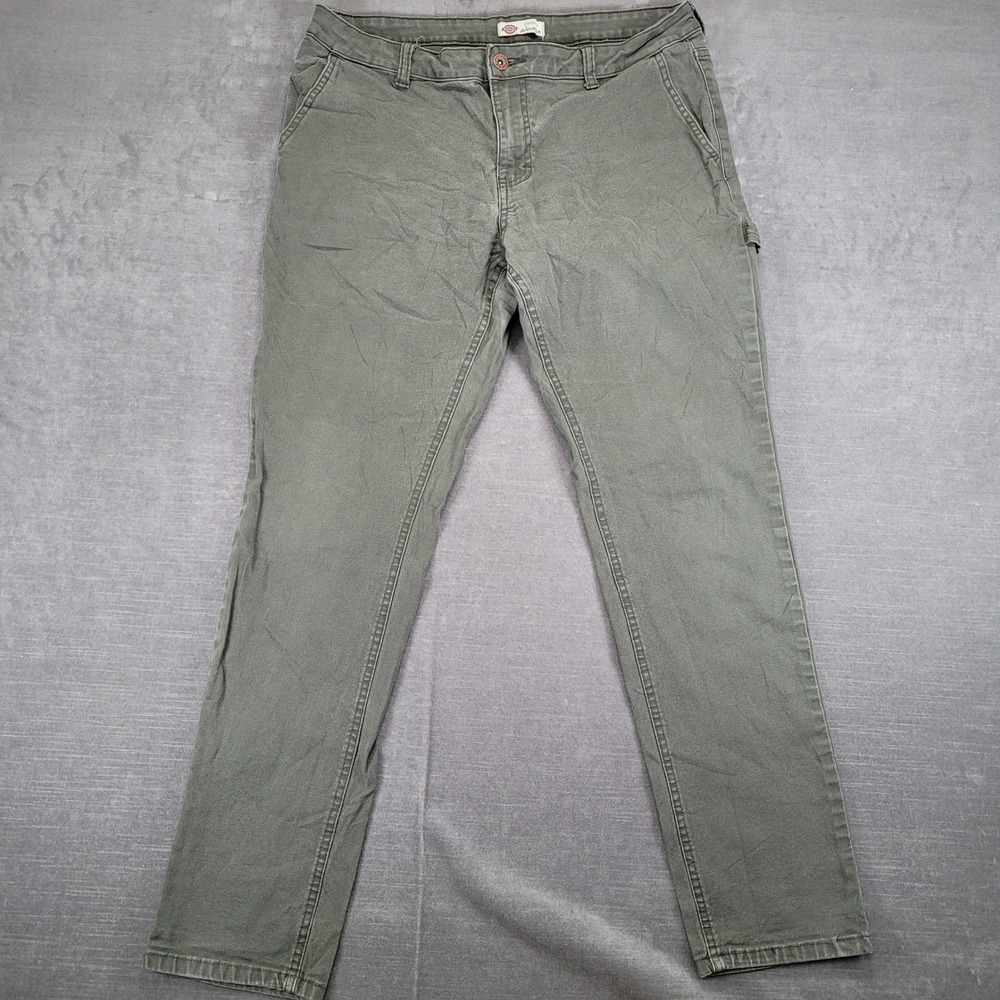 Dickies Crafted for Women Carpenter Pants Khaki‎ Green Canvas Utility Size 32x30